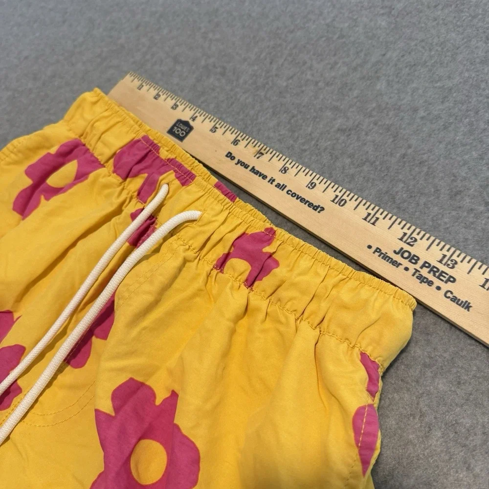 Urban Outfitters Mens M Swim Trunk Shorts Yellow Retro Floral Hawaiian Y2K Vaca